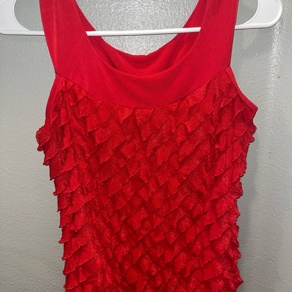 Harve Benard Vibrant Red Y2K Ruffled Top S/M